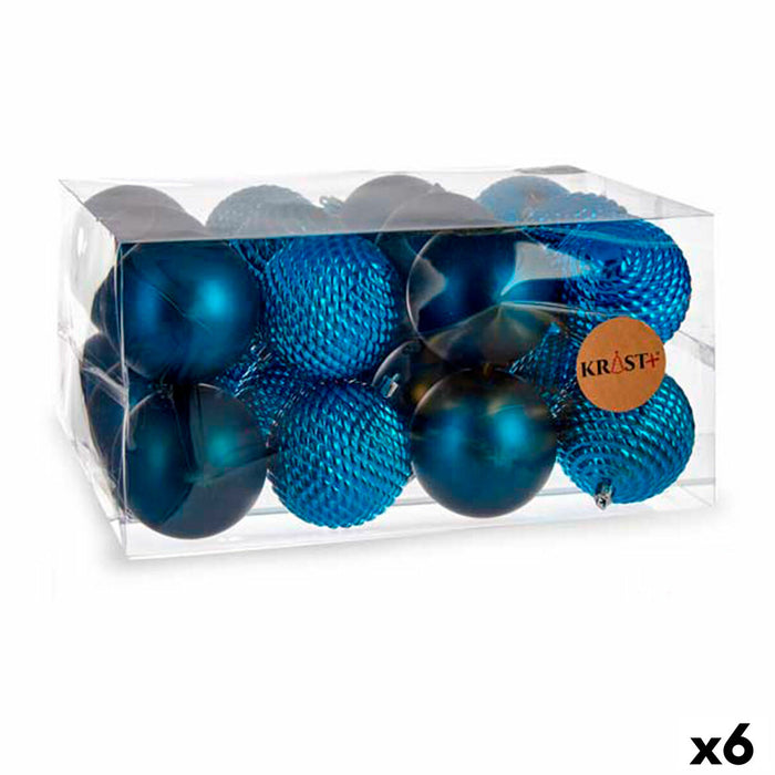 Set de Bolas de Navidad Krist+ Azul Plástico Ø 8 cm (6 Unidades)