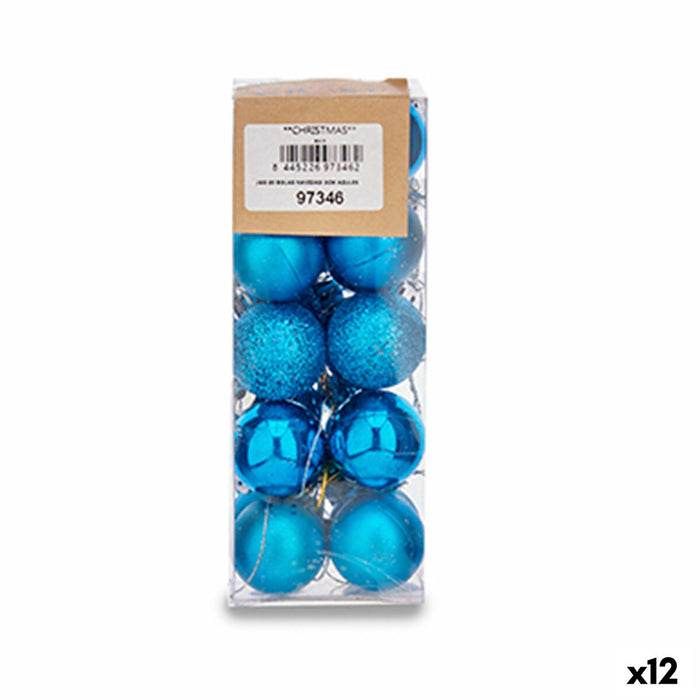 Lot de boules de Noël Krist+ Bleu Plastique Ø 3 cm (12 Unités)