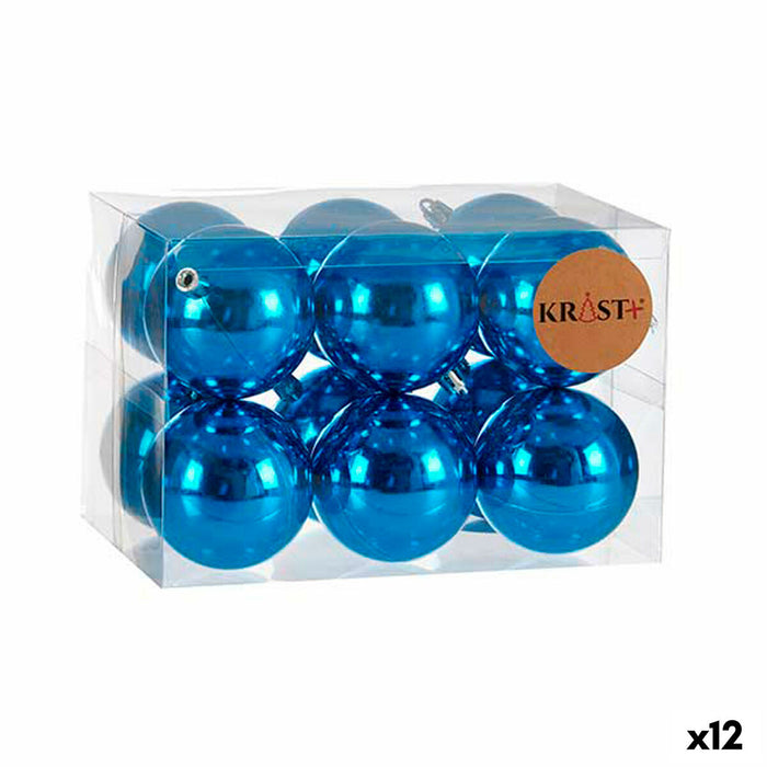 Set de Bolas de Navidad Krist+ Azul Plástico Ø 7 cm (12 Unidades)