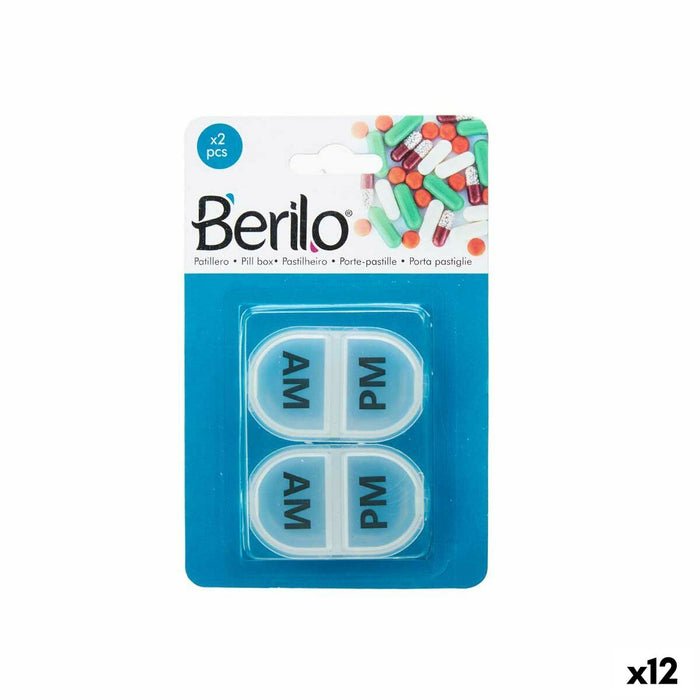 Pillbox with Compartments Berilo Transparent Plastic 11,5 x 18 x 2,2 cm Set (12 Units)