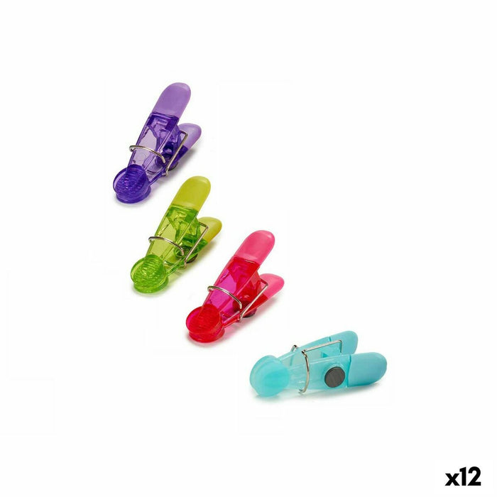 Pinzas Cierrabolsas Kinvara CH14812 Multicolor Caucho Plástico Magnético 4 Piezas (12 Unidades)