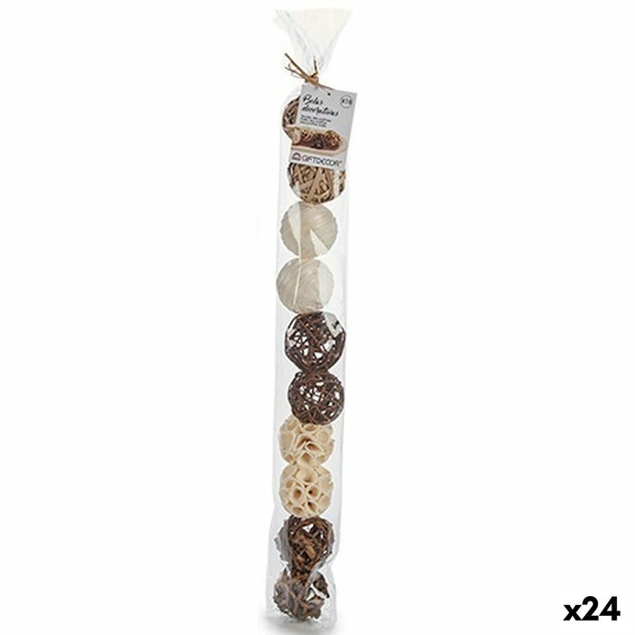 Bola Decorativa Gift Decor Blanco Marrón Negro 6 x 65 x 6 cm Natural (24 Unidades)