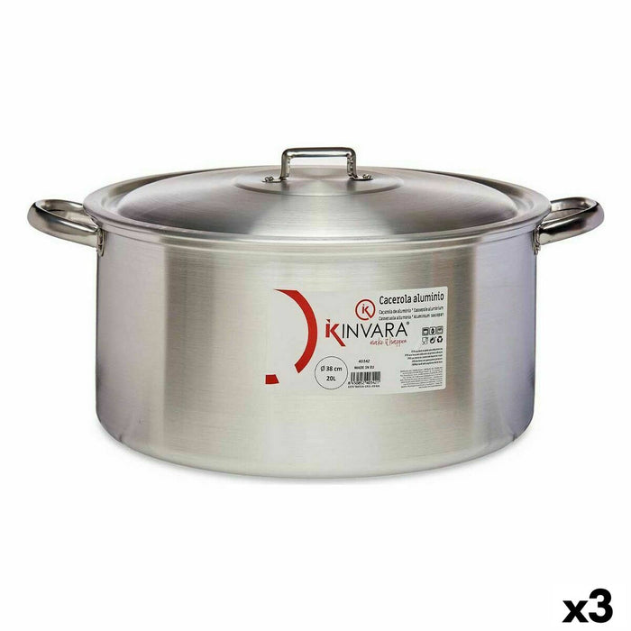 Cacerola Con Tapa Kinvara 100014 Plateado 20 L (3 Unidades)