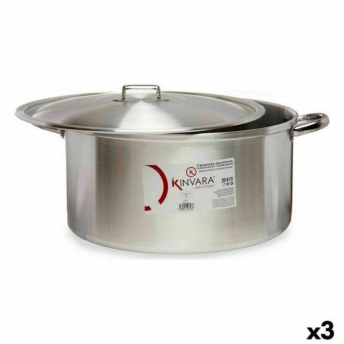 Casseruola con coperchio Kinvara 100015 Argentato 53 x 24 x 43 cm (3 Unità)