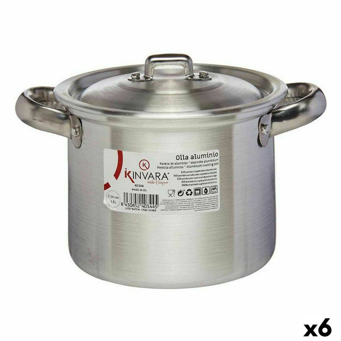 Olla con Tapa Kinvara 100030 Plateado Aluminio Ø 14 cm (6 Unidades)