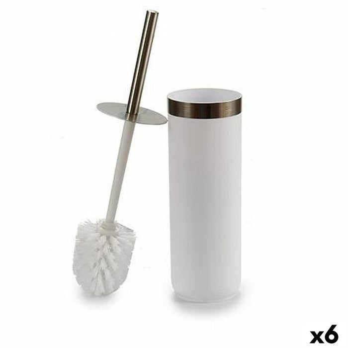 Brosse de salle de wc Berilo Blanc Argenté Plastique 9,5 x 38,5 x 9,5 cm (6 Unités)
