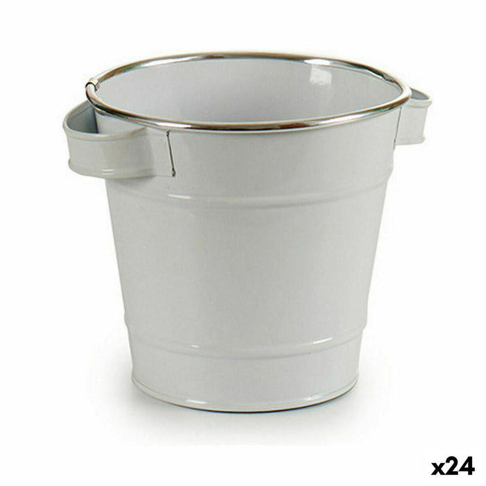 Vaso Ibergarden A60354-D Bianco Argentato Zinco Secchio 19,5 x 14,5 x 16,5 cm (24 Unità)