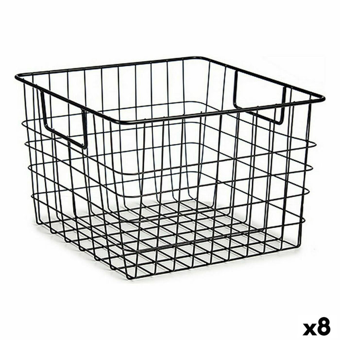Cesto Kinvara W7318 Negro Acero 29 x 19,5 x 32 cm Con asas (8 Unidades)