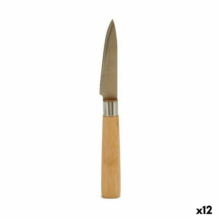 Cuchillo Pelador Kinvara KT116042E Marrón Plateado Bambú Acero Inoxidable 22 x 19,5 x 2 cm (12 Unidades)