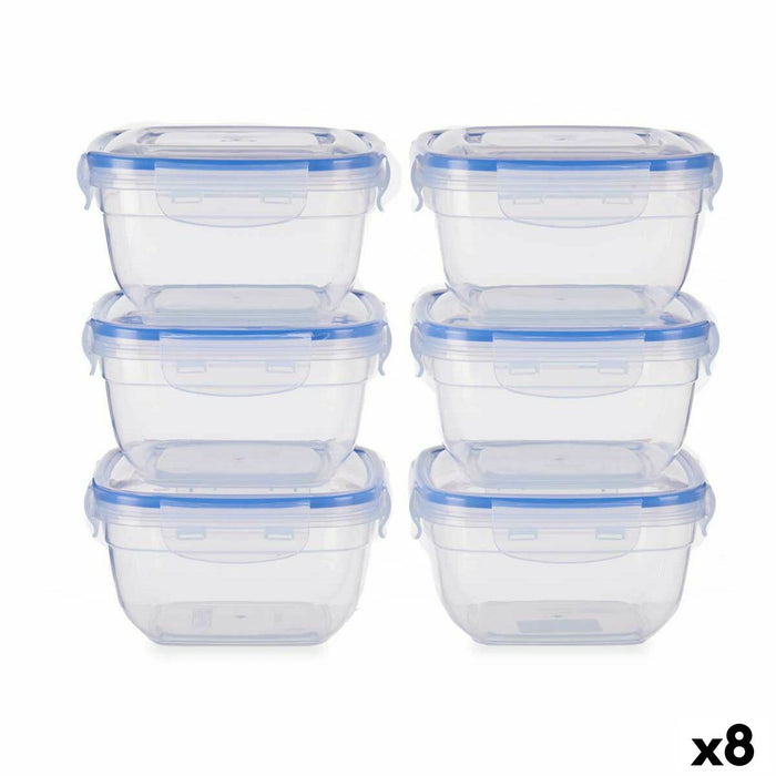 Ensemble de Boîtes à Lunch Leknes 30103 Bleu Transparent Plastique 900 ml 14,5 x 8,5 x 14,5 cm Hermétique (8 Unités)