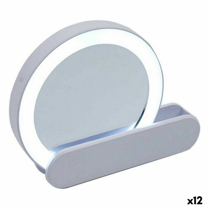 Espejo Berilo Blanco ABS 9 x 2 x 10 cm Luz LED (12 Unidades)