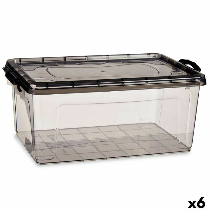 Caja de Almacenaje con Tapa Kipit TP547-2 Antracita Plástico 22 L (6 Unidades)