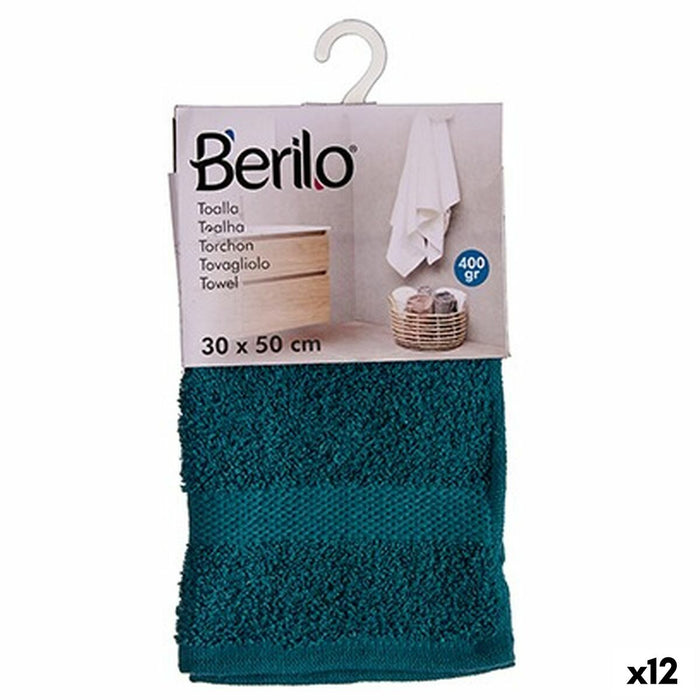 Toalla de baño Berilo 89672 Azul 80 % algodón 20 % Poliéster 30 x 50 cm (12 Unidades)