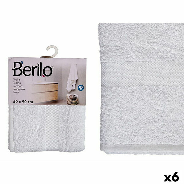 Telo da bagno Berilo 89677 Bianco 80 % cotone 20 % Poliestere 50 x 90 cm (6 Unità)