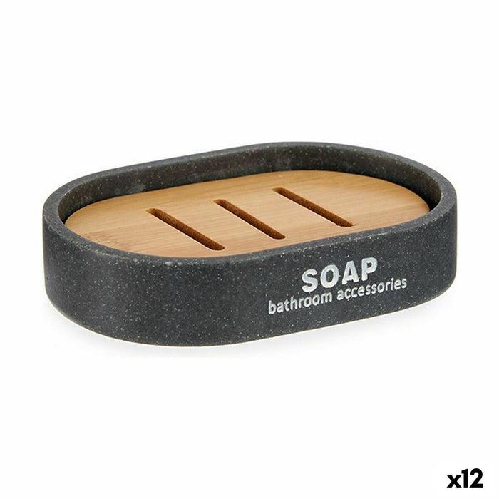 Jabonera Berilo Marrón Gris Resina 8 x 2,5 x 12,5 cm (12 Unidades)