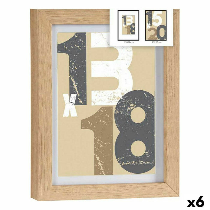 Photo frame Gift Decor Natural Glass MDF Wood (6 Units)