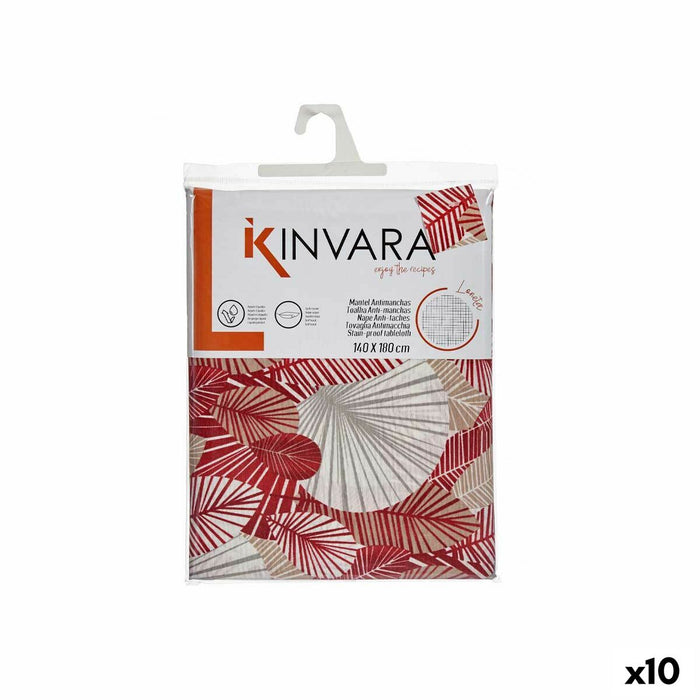 Mantel Kinvara ANCARA-21520-13 Beige Granate Loneta 140 x 180 cm Antimanchas Hojas (10 Unidades)