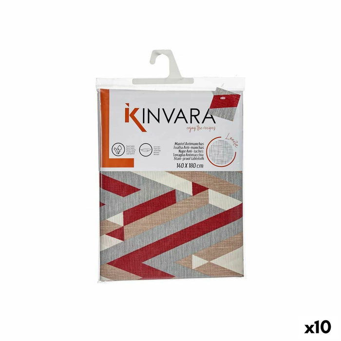 Mantel Kinvara ZIGI-21469-26 Granate Loneta 140 x 180 cm Antimanchas Rayas (10 Unidades)
