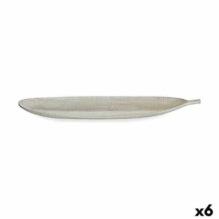 Centerpiece Gift Decor White MDF Wood 59,5 x 3 x 21,6 cm Decoration Leaf of a plant (6 Units)