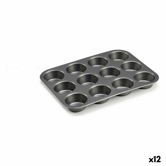Molde para Repostería Kinvara CK57179 Gris oscuro Metal Acero al carbono 20 x 2 x 26 cm (12 Unidades)