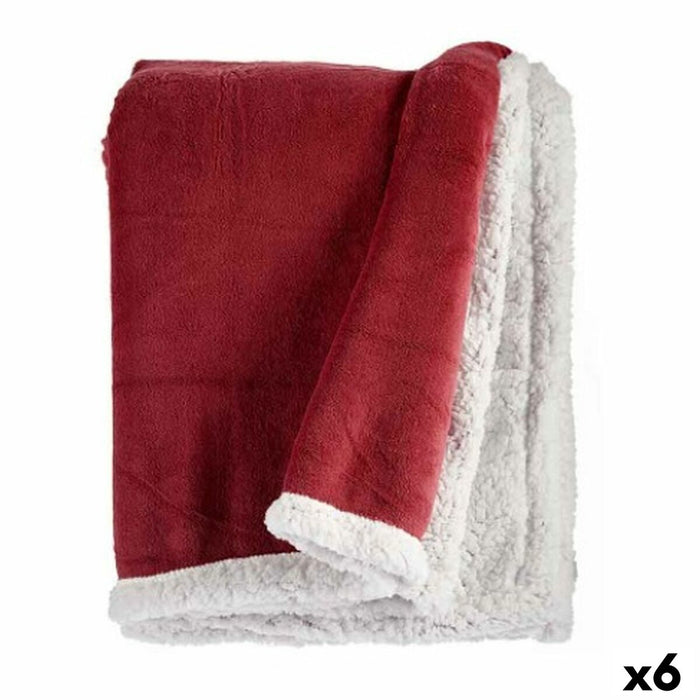 Manta Gift Decor Blanco Rosa oscuro 130 x 1 x 170 cm (6 Unidades)