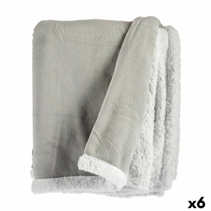 Blanket Gift Decor White Light grey 130 x 1 x 170 cm (6 Units)