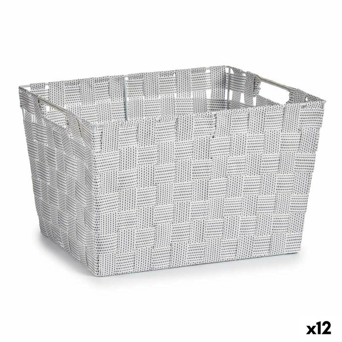 Laundry Basket Kipit White Polyester Cloth Braiding 10 L 35 x 20 x 25 cm 25 x 20 x 35 cm (12 Units)