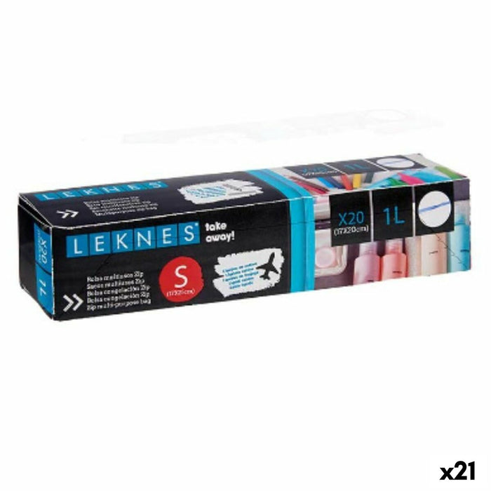 Set di Sacchetti Riutilizzabili per Alimenti Leknes 190939000481 Trasparente Polietilene 1 L 20 x 17 cm ziplock (21 Unità)