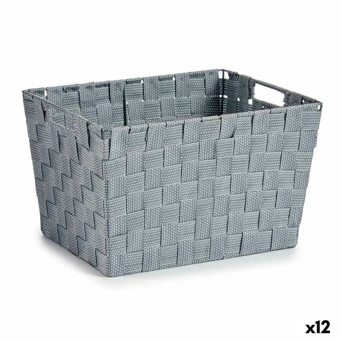 Panier à linge Kipit Gris Tissu Tressée 10 L 25 x 20,5 x 35 cm (12 Unités)