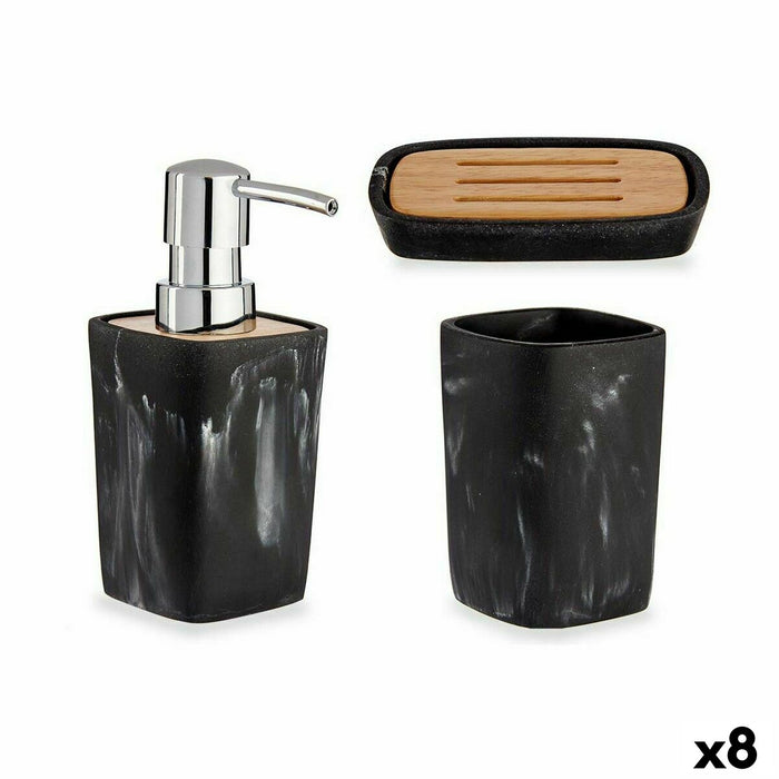 Set de Baño Berilo B5646-S3 Negro Bambú Plástico (8 Unidades)