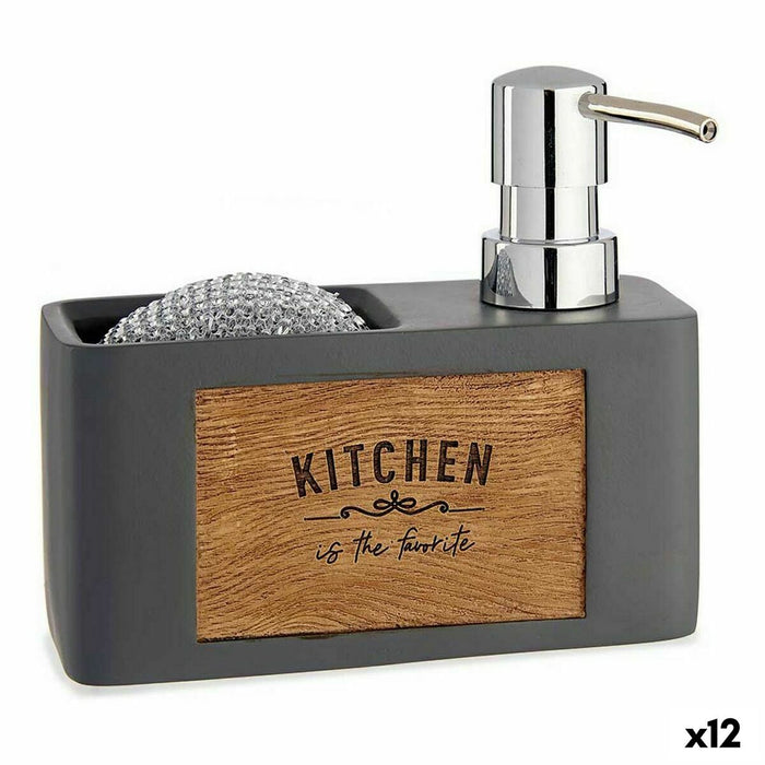 Dispensador de Jabón 2 en 1 para Fregadero Kinvara B5625B-A Poliresina 15 x 13 x 6 cm (12 Unidades)