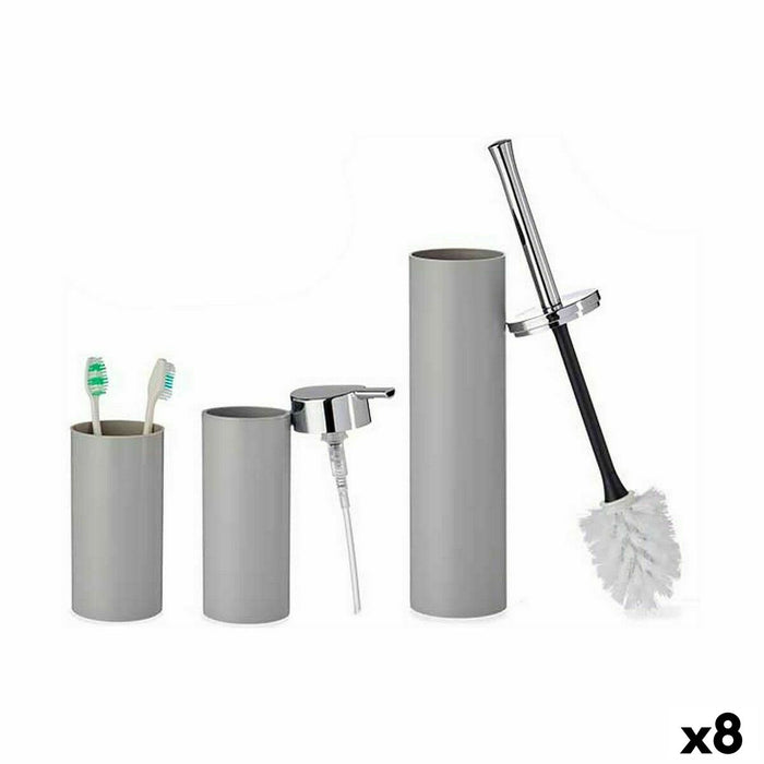 Set de Baño Berilo Gris Plástico 16,5 x 8 x 32,5 cm (8 Unidades)