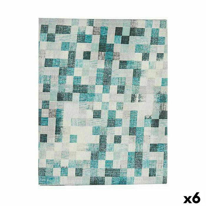 Mantel Kinvara CUADROS-A Turquesa Loneta 140 x 180 cm Antimanchas Cuadros (6 Unidades)