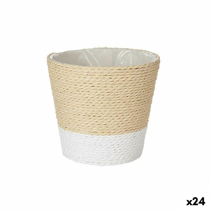 Macetero Ibergarden 86440 Blanco Cuerda Plástico 14 x 12,5 x 14 cm (24 Unidades)