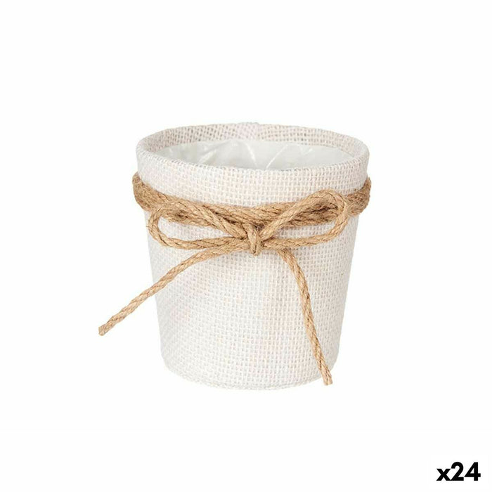 Macetero Ibergarden 86455 Blanco Marrón Tela Lazo 11 x 10,5 x 11 cm (24 Unidades)