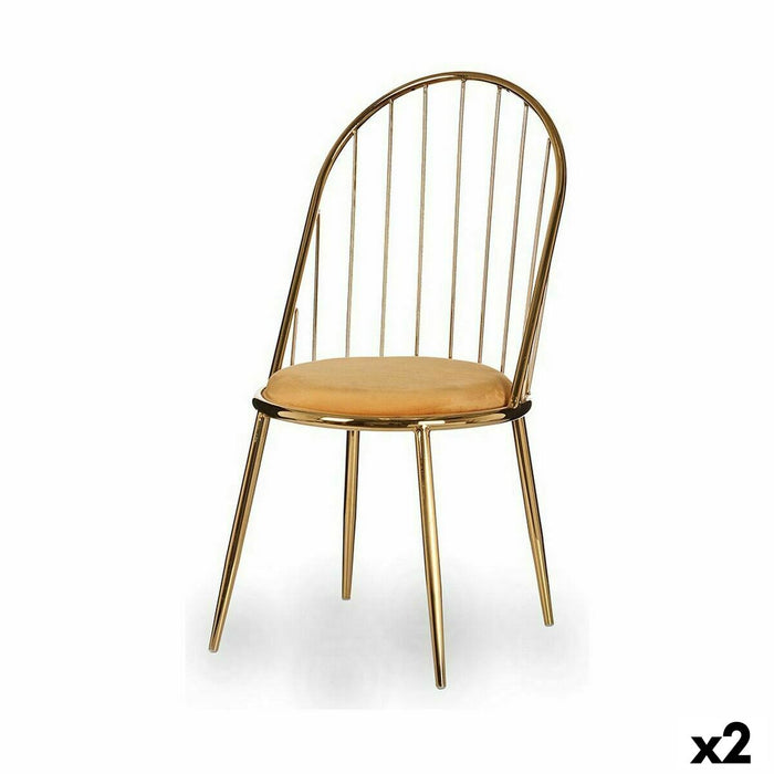 Silla Barras Dorado Mostaza 48 x 95,5 x 48 cm (2 Unidades)