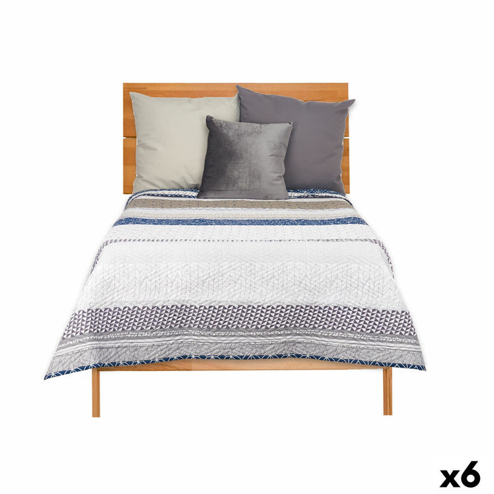 Reversible Bedspread Gift Decor Blue White Grey 180 x 260 cm 260 x 0,3 x 180 cm Hexagonal (6 Units)