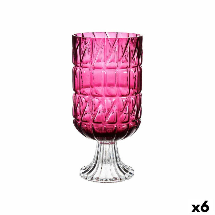 Jarrón Gift Decor G30101326S-5 G30101326S-5 Rosa Rosa oscuro Cristal Tallado 13 x 26,5 x 13 cm (6 Unidades)