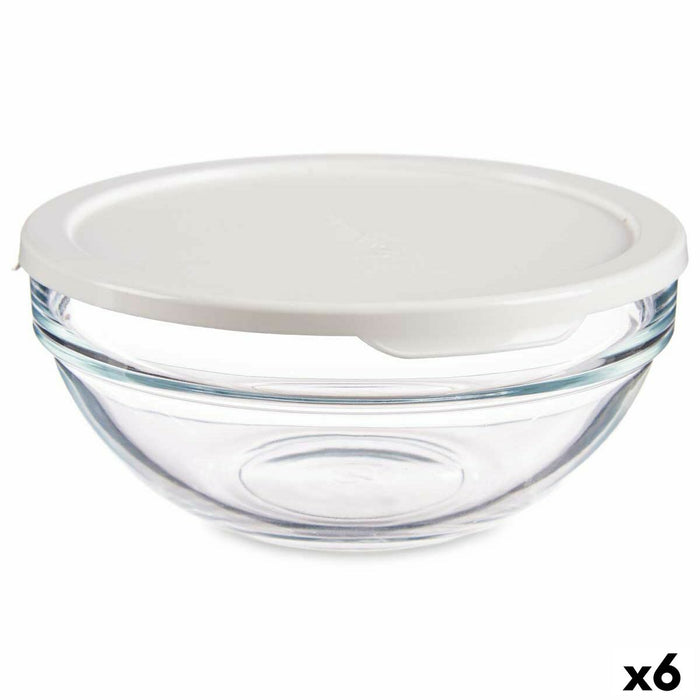Porta Pranzo Rotondo con Coperchio Pasabahce Chefs Bianco 595 ml 14 x 6,3 x 14 cm (6 Unità)
