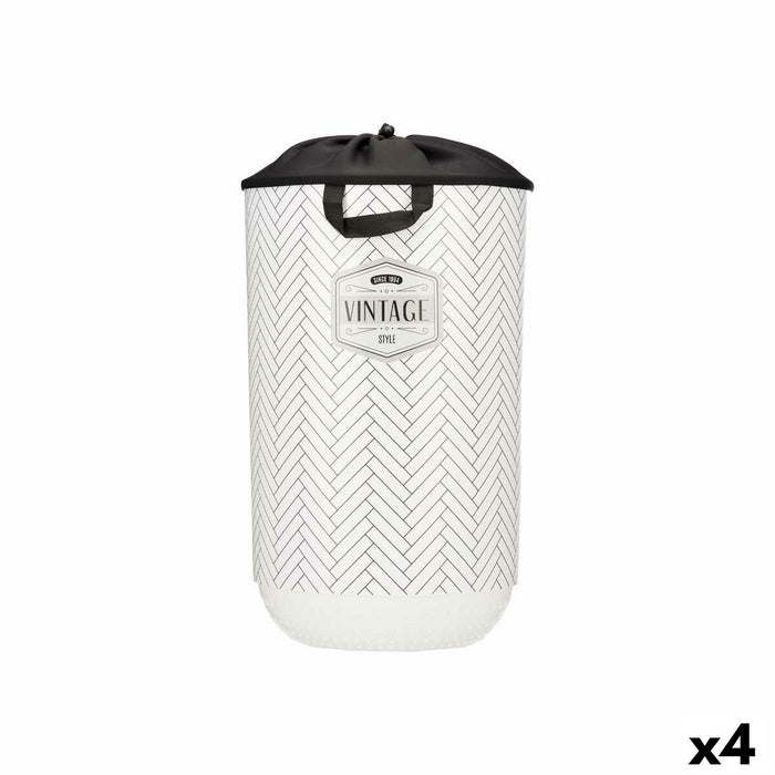 Cesto para la Ropa Kipit Vintage Blanco Plástico 40 L 34 x 52,5 x 34 cm (4 Unidades)