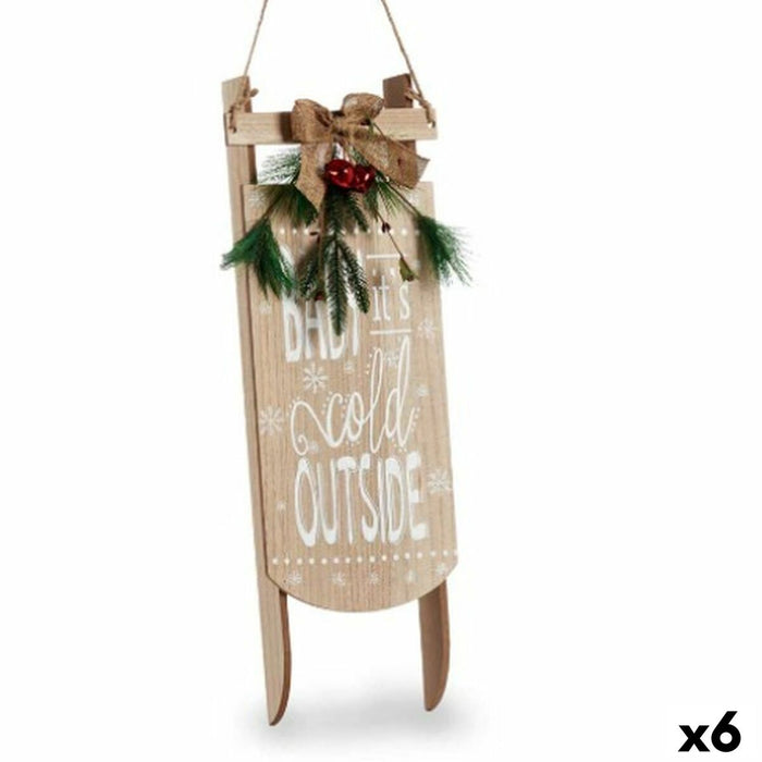 Decoración Colgante Krist+ Blanco Verde Beige Madera MDF Trineo 20 x 5 x 69 cm Cartel (6 Unidades)