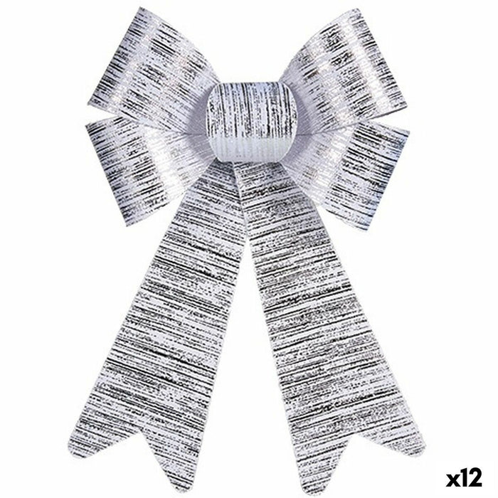 Lazo Krist+ Plateado 16 x 24 x 4 cm Adorno Navideño (12 Unidades)