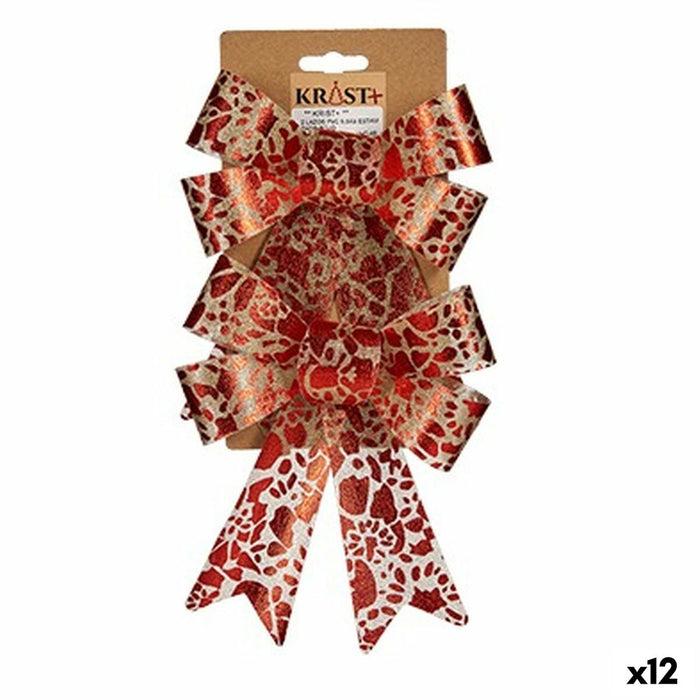 Lazos Krist+ Rojo Dorado Estampado 15 x 4 x 16 cm 15 x 28 x 4 cm Adorno Navideño (12 Unidades)