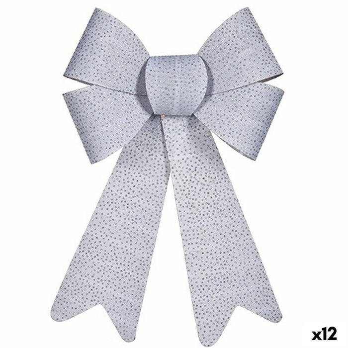 Lazo Krist+ Plateado Puntos 16 x 24 x 4 cm Adorno Navideño (12 Unidades)