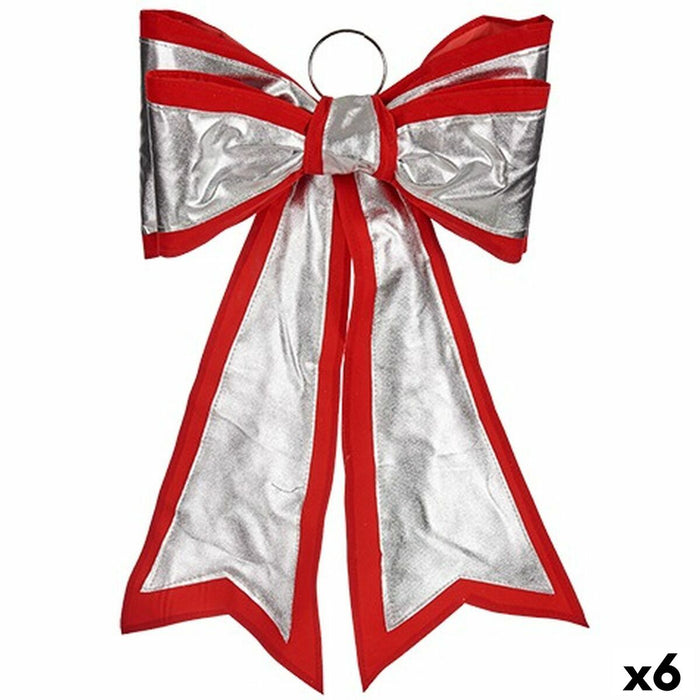 Lazo Krist+ Rojo Plateado 40 x 60 cm Adorno Navideño (6 Unidades)