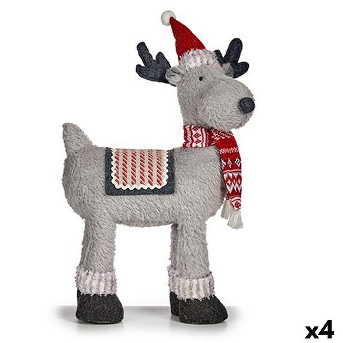 Reno de Navidad Krist+ Blanco Rojo Gris Reno de Navidad 22 x 47 x 45 cm (4 Unidades)