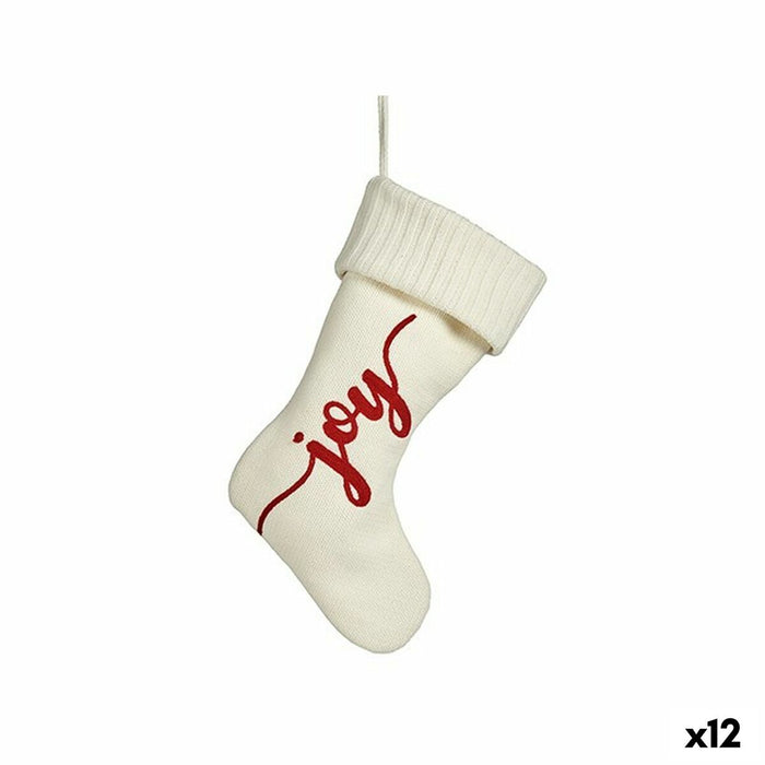 Adorno Navideño Krist+ Joy Blanco Rojo Tela Calcetín de Navidad 28 x 4 x 46 cm (12 Unidades)