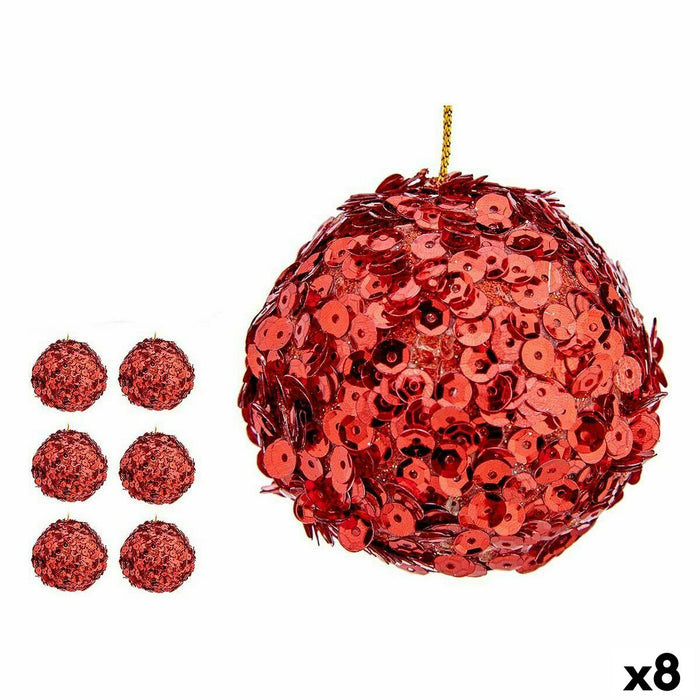Set de Bolas de Navidad Krist+ Rojo Plástico Lentejuelas (8 Unidades)
