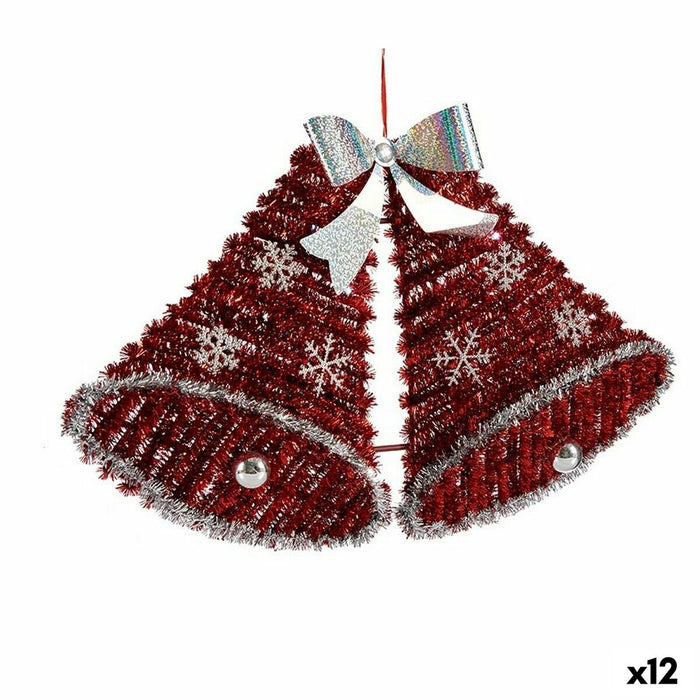 Adorno Navideño Krist+ Blanco Rojo Polipropileno PET Campanas 52 x 31,5 x 7,5 cm Colgante Espumillón Luz LED (12 Unidades)