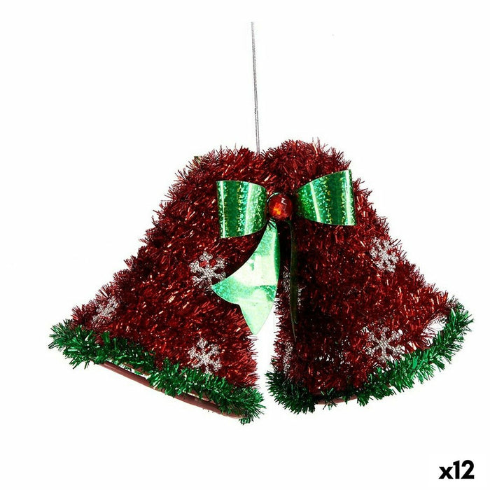 Adorno Navideño Krist+ Blanco Rojo Verde Polipropileno PET Campanas 21 x 14 x 10 cm Colgante Espumillón (12 Unidades)
